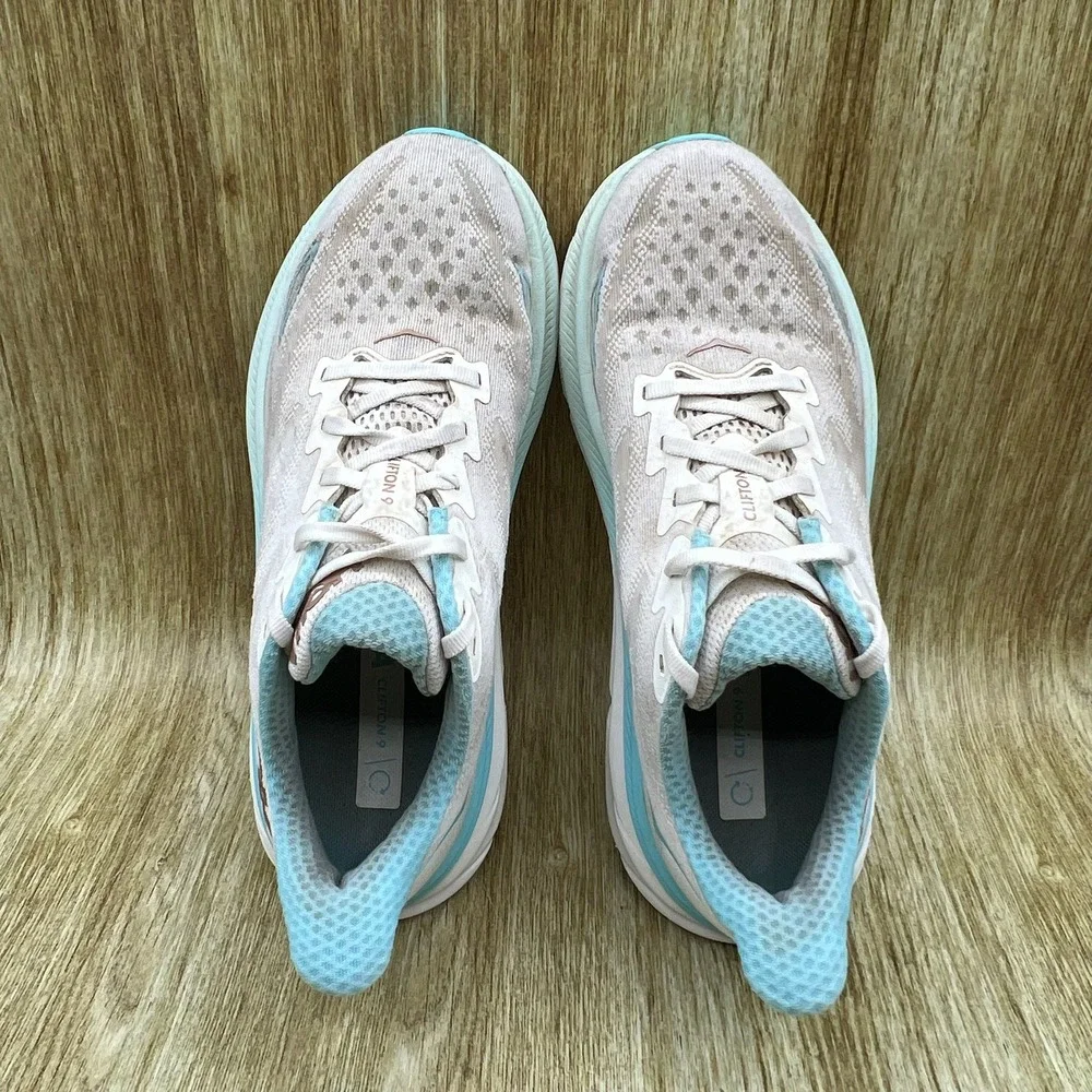 Hoka One One Clifton 9 Women's 7.5 Frost Blue White Running Shoes 1127896 FTRS